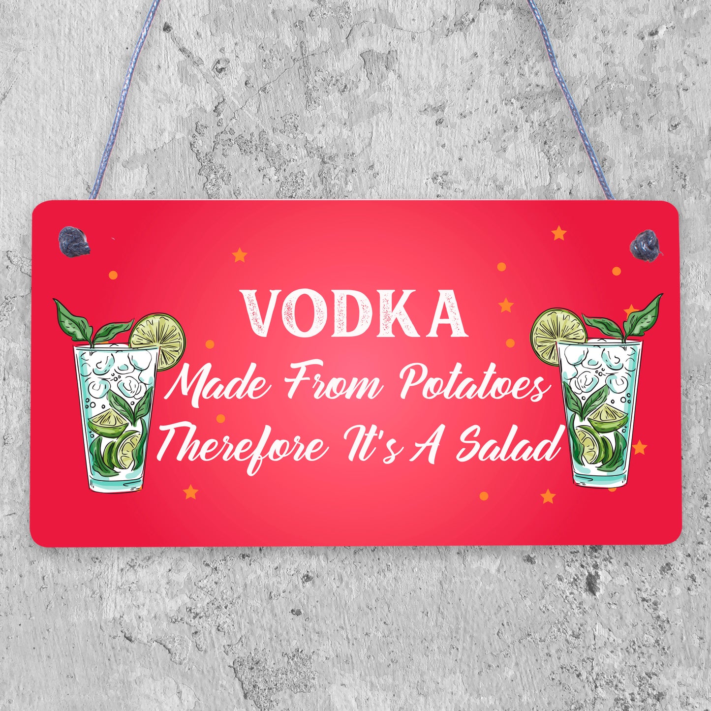 Vodka Salad Funny Alcohol Man Cave Friendship Hanging Plaque Pub Bar Gift Sign