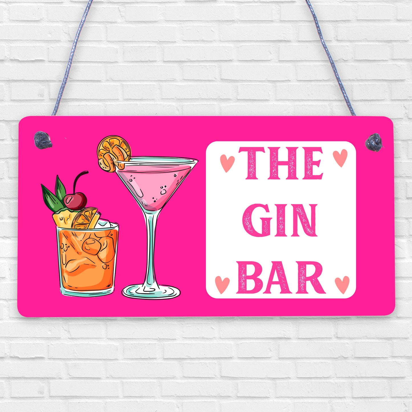 Vintage The Gin Bar Hanging Plaque Home Bar Gift Man Cave Signs Kitchen Pub