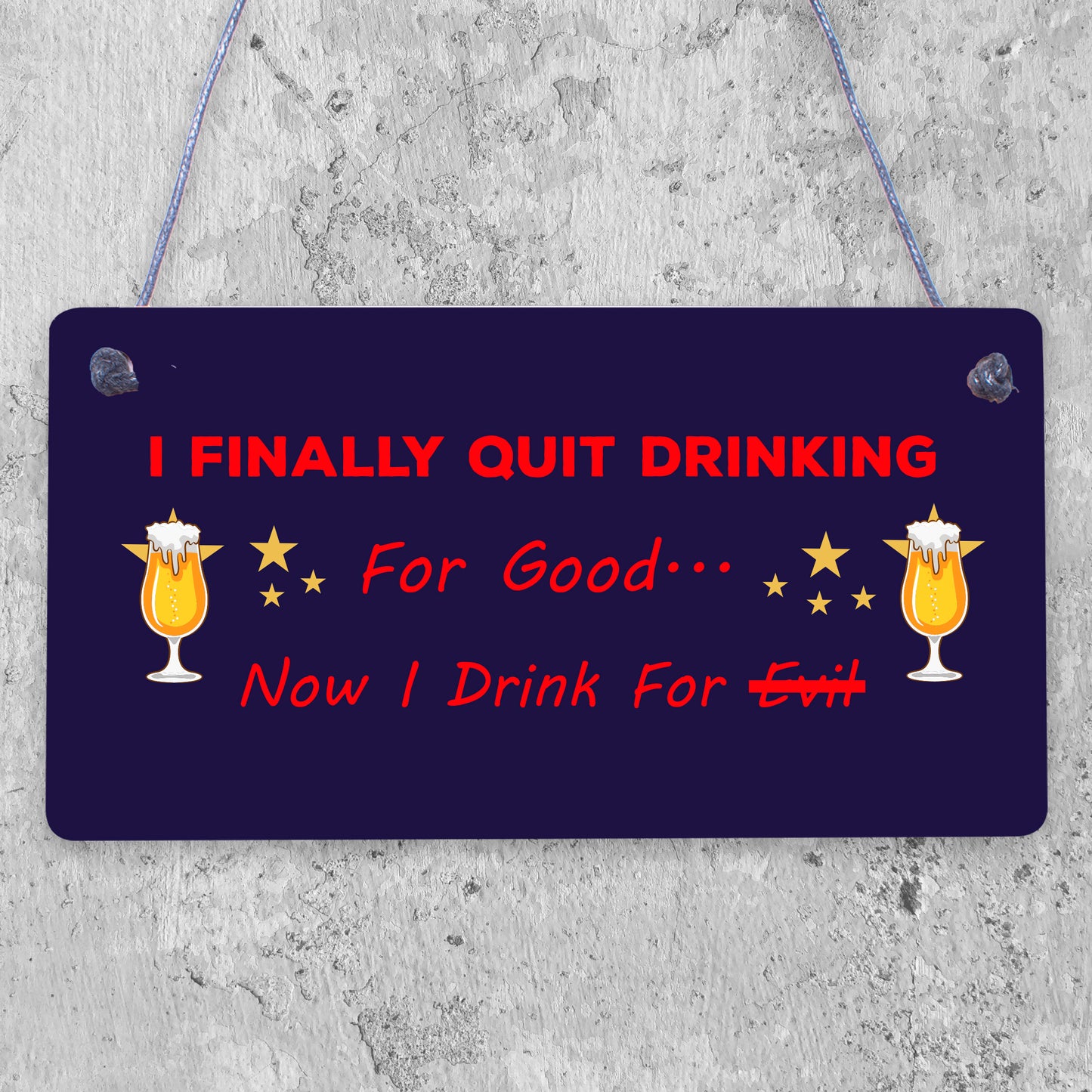 Drink For Evil Alcohol Beer Pub Man Cave Bar Hanging Plaque Friendship Gift Sign