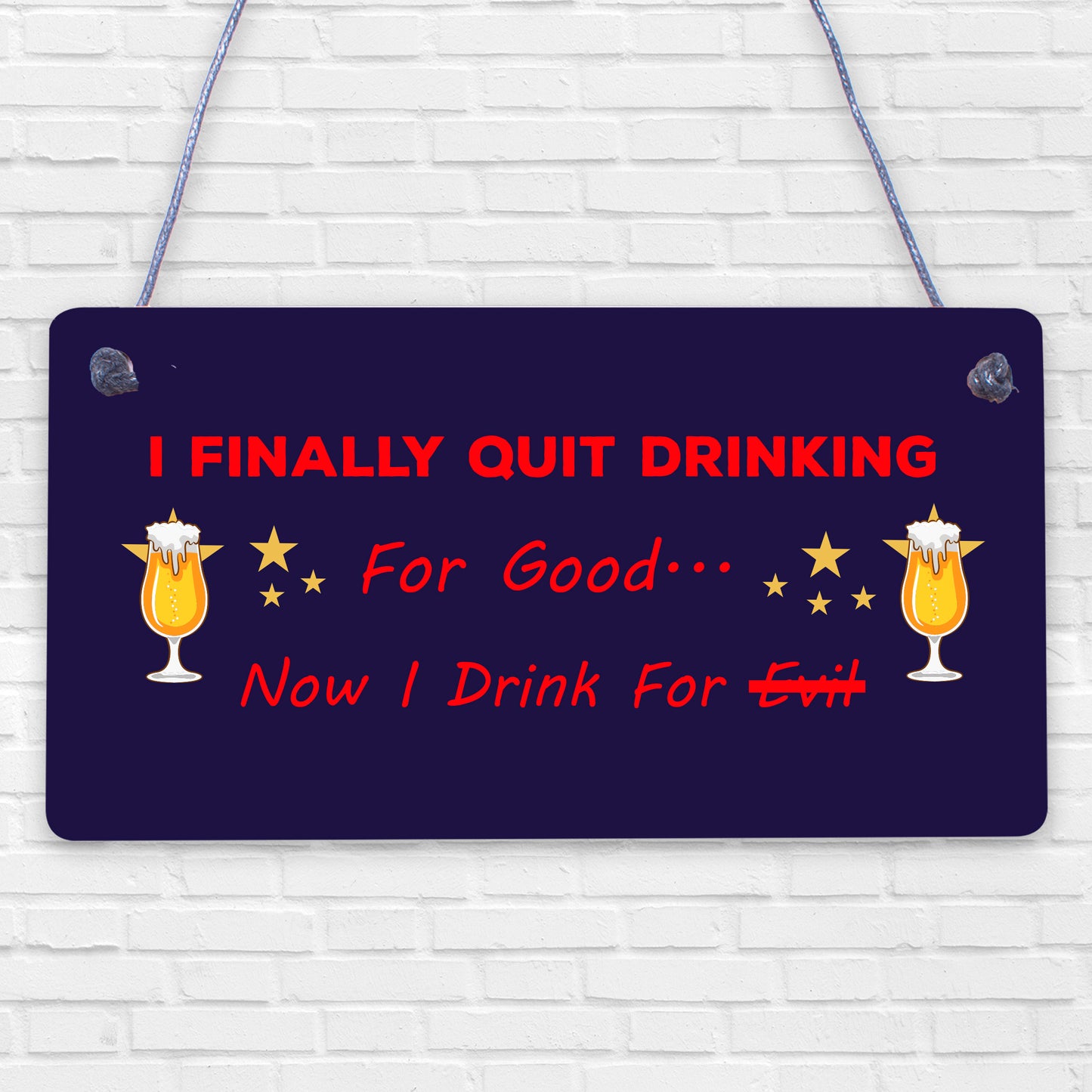 Drink For Evil Alcohol Beer Pub Man Cave Bar Hanging Plaque Friendship Gift Sign