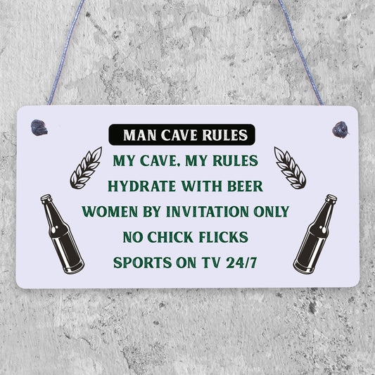 Man Cave Rules Funny Plaque Games Boys Room Bar Beer Sign Gifts For Men Dad