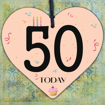 50th Birthday Wood Heart Gift Birthday Decoration 50th Birthday Gift For Him Her