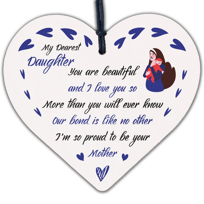 Mother And Daughter Gifts Wood Heart Plaque Christmas Birthday Gift For Daughter