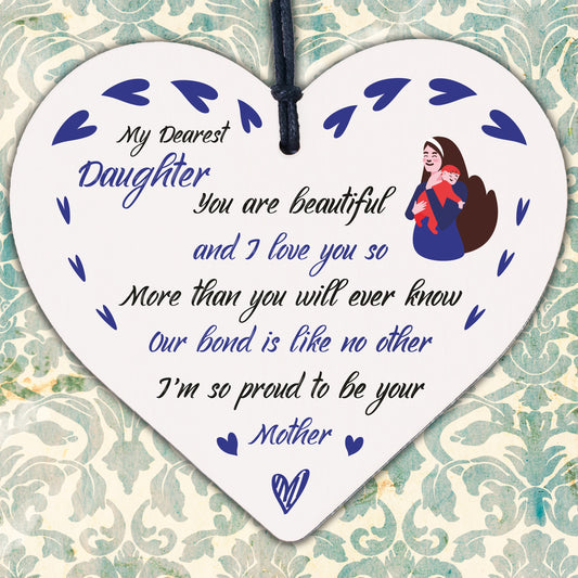 Mother And Daughter Gifts Wood Heart Plaque Christmas Birthday Gift For Daughter