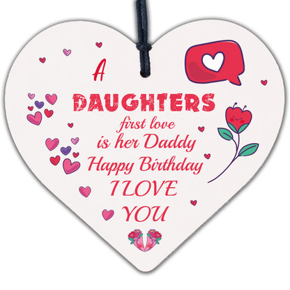 Love Daddy Dad Wooden Heart Happy Birthday Card Gift Son Daughter Baby Thank You