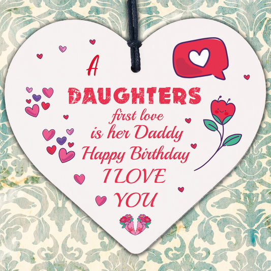 Love Daddy Dad Wooden Heart Happy Birthday Card Gift Son Daughter Baby Thank You