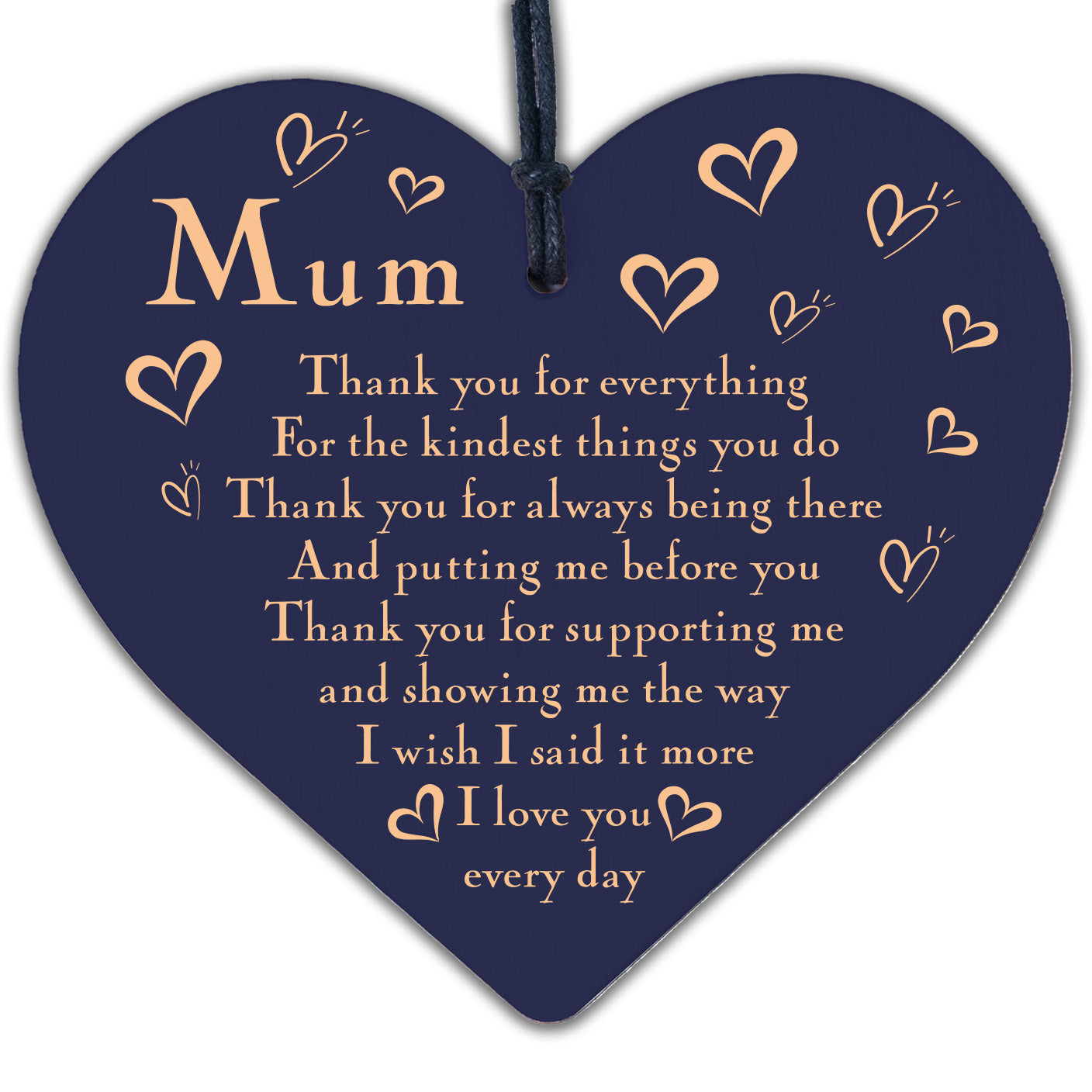 THANK YOU Gift For Mum Mummy Birthday Christmas Shabby Chic Wood Heart Plaque