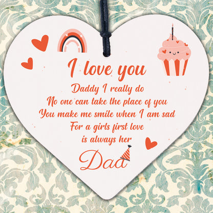 Dad Gifts From Daughter From Son Hanging Wooden Heart Daddy Birthday Card Gifts