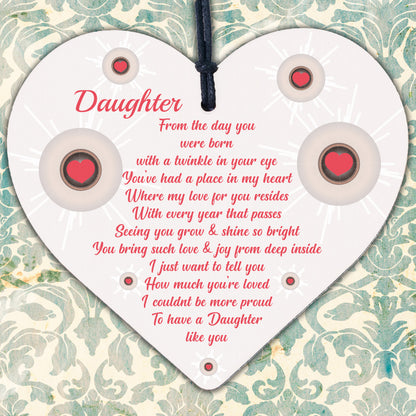 Daughter Gifts From Mum Dad Wood Heart Plaque Birthday Christmas Thank You Gift