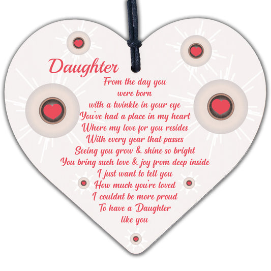 Daughter Gifts From Mum Dad Wood Heart Plaque Birthday Christmas Thank You Gift