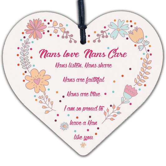 Special Nan Gifts Birthday Gifts Wood Heart Mother's Day Gifts Grandparents Gift