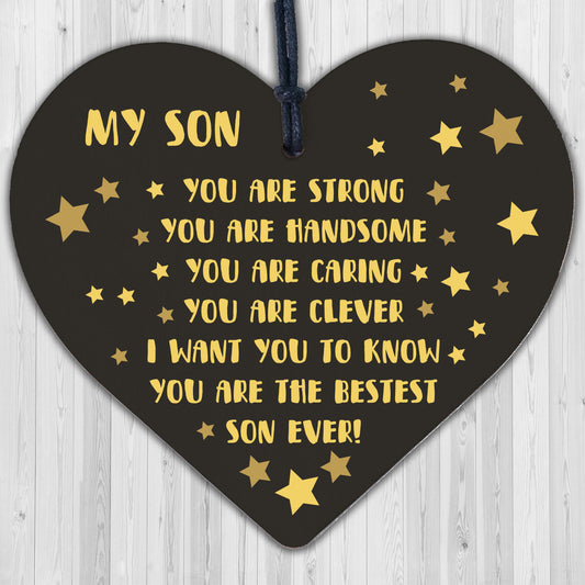 Novelty Son Gifts For Christmas Birthday Wooden Heart Keepsake Gift For Him