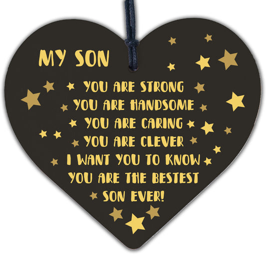 Novelty Son Gifts For Christmas Birthday Wooden Heart Keepsake Gift For Him