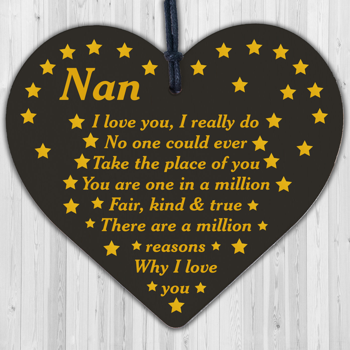 Nan Plaque Wood Heart Nan Birthday Christmas Gifts From Grandchildren THANK YOU