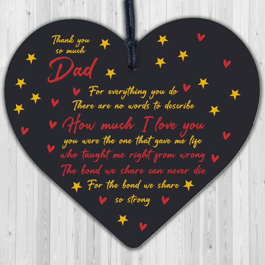 Dad Gifts From Daughter Son Wooden Heart Christmas Birthday Gift For Dad Daddy