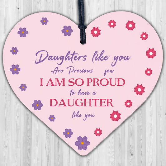 Daughter Thank You Handmade Wood Heart Chic Plaque Birthday Gift Keepsake Mum