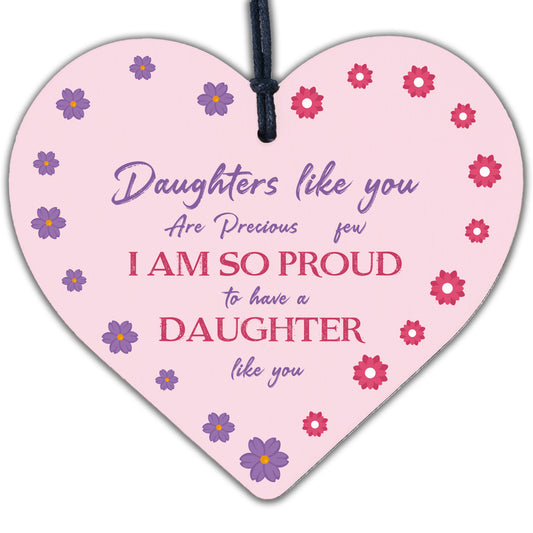 Daughter Thank You Handmade Wood Heart Chic Plaque Birthday Gift Keepsake Mum