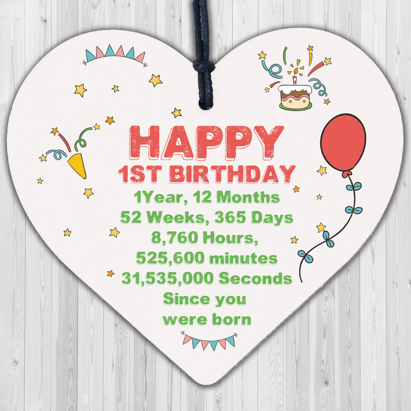 First 1st Birthday Gifts For Baby Girl Baby Boy Novelty Wood Heart Son Daughter