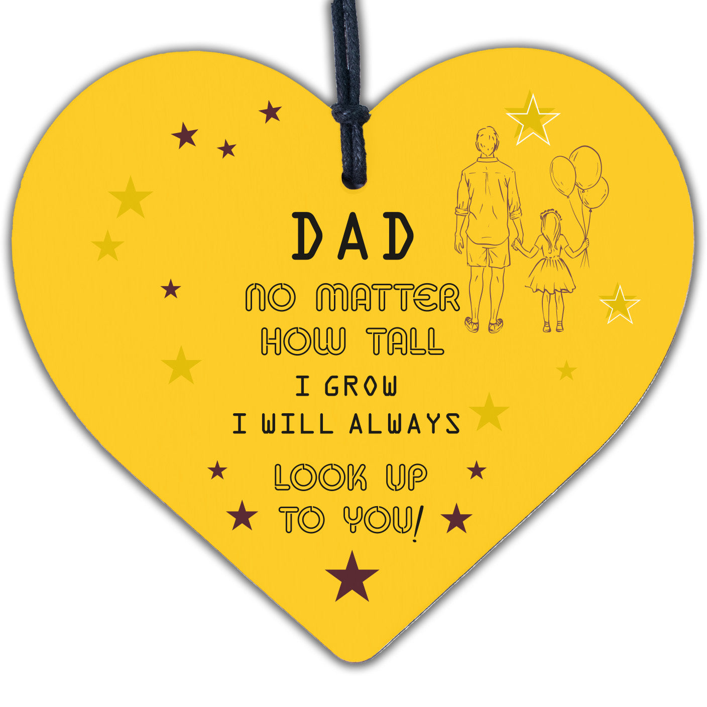 Novelty Gift For Dad Birthday Christmas Wood Heart Thank You Gift For Him