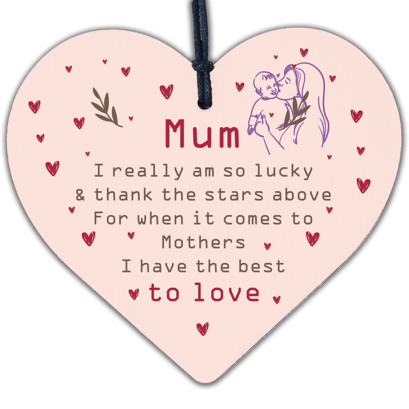 Thank You Gifts Wood Heart Mum Mummy Christmas Gifts Birthday Daughter Son GIFT