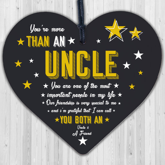 Uncle Friendship Gift Handmade Wooden Heart Birthday Gift Plaque Sign Keepsake