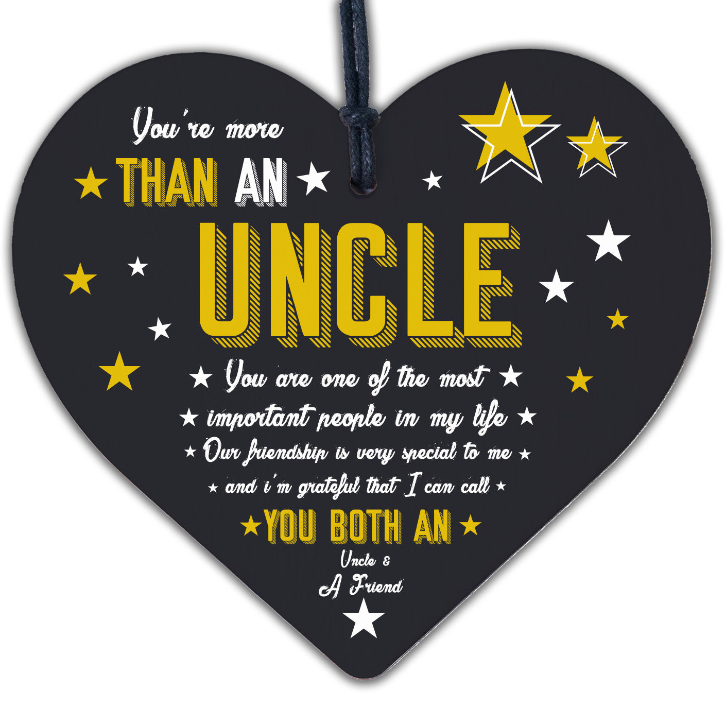 Uncle Friendship Gift Handmade Wooden Heart Birthday Gift Plaque Sign Keepsake