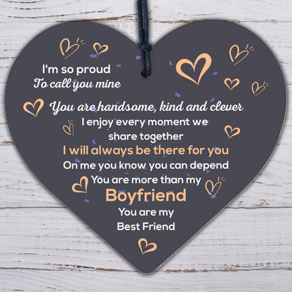 Gift For Boyfriend Wooden Heart Boyfriend Birthday Christmas Relationship Gifts