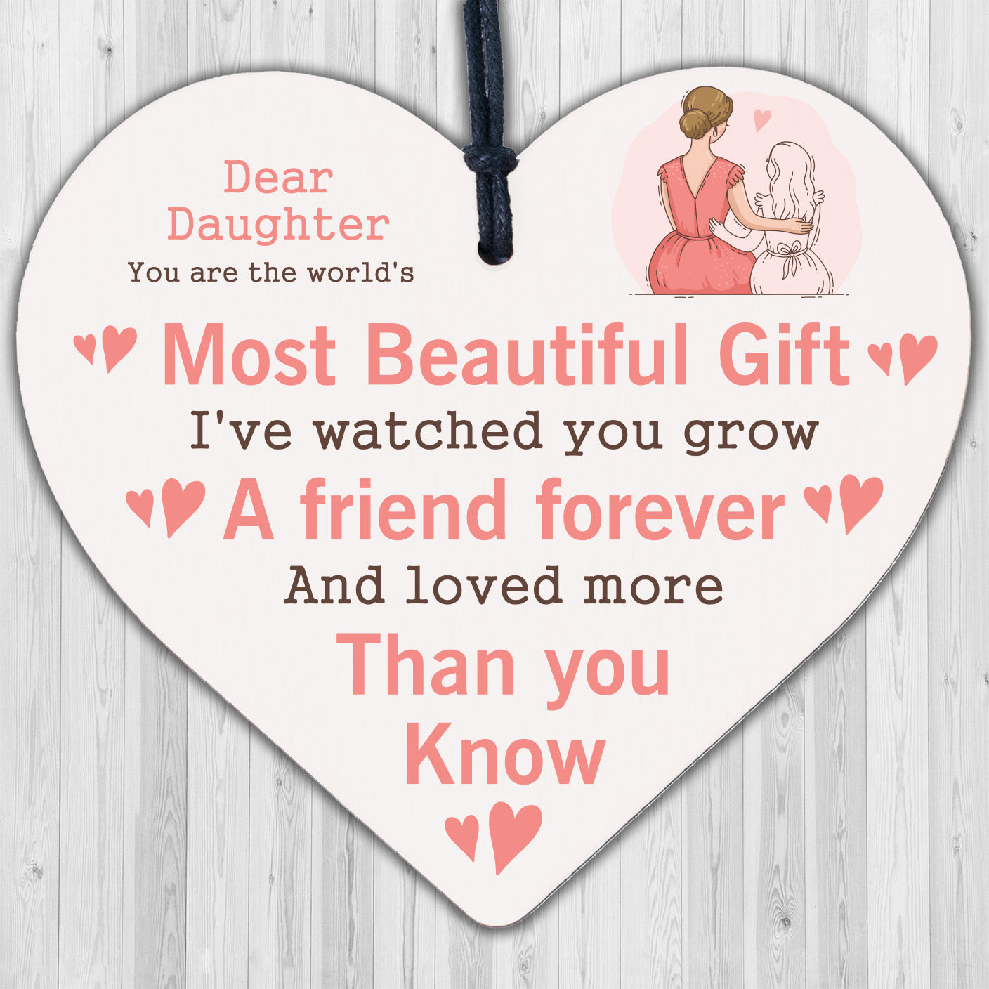 Daughter Gifts For Christmas Birthday Wood Heart Poem Daughter Gift From Mum Dad