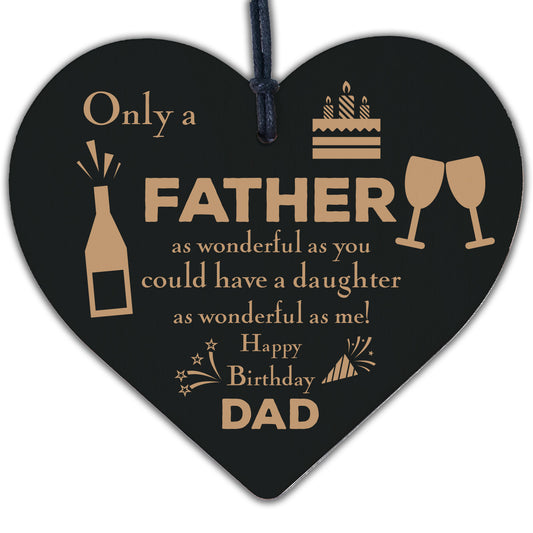 Happy Birthday Dad Father Daddy Greetings Wooden Heart Funny Sign Plaque Gift