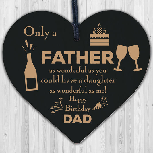 Happy Birthday Dad Father Daddy Greetings Wooden Heart Funny Sign Plaque Gift