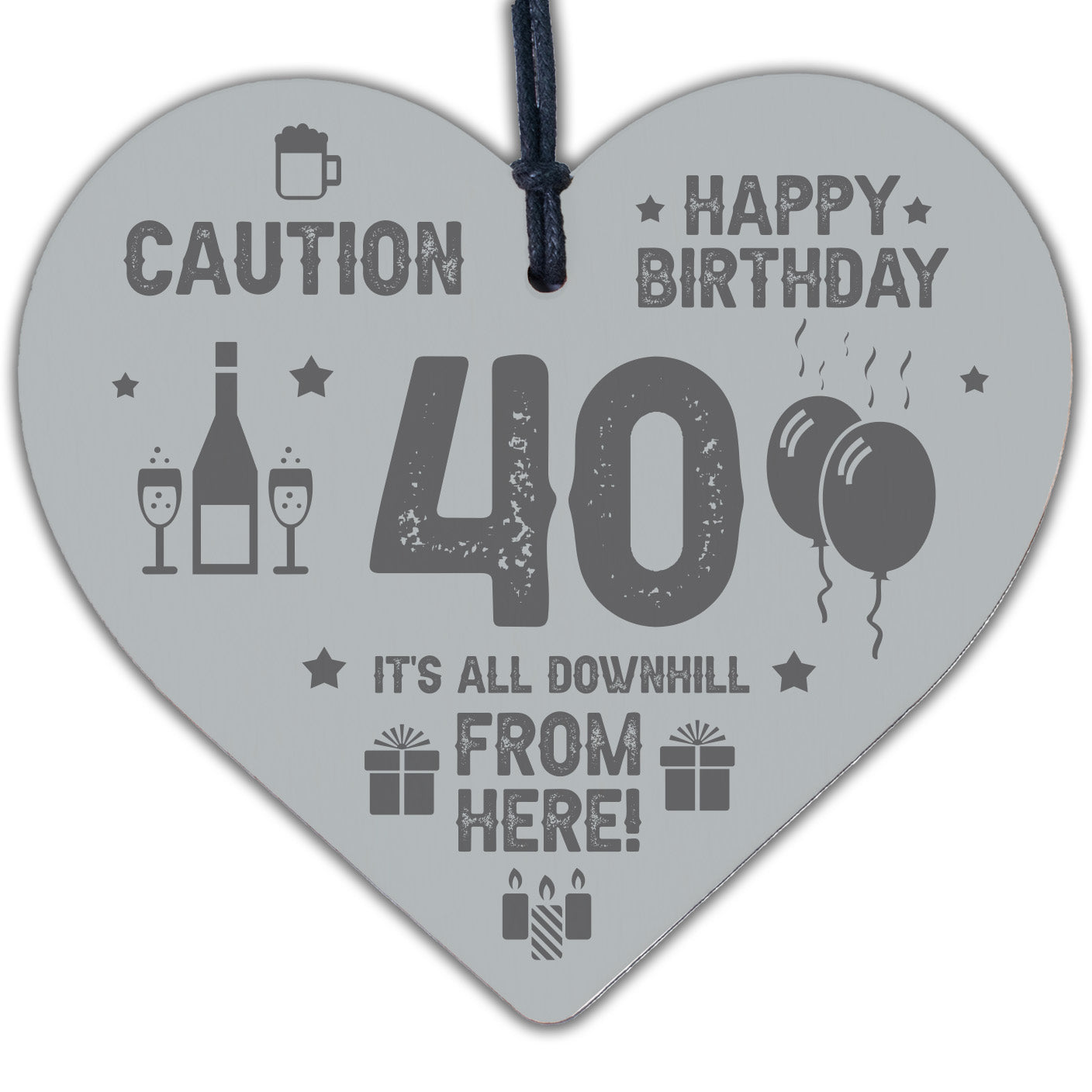 40th Birthday Novelty Funny Gift Wood Heart Gift For Him Her Friendship Gifts