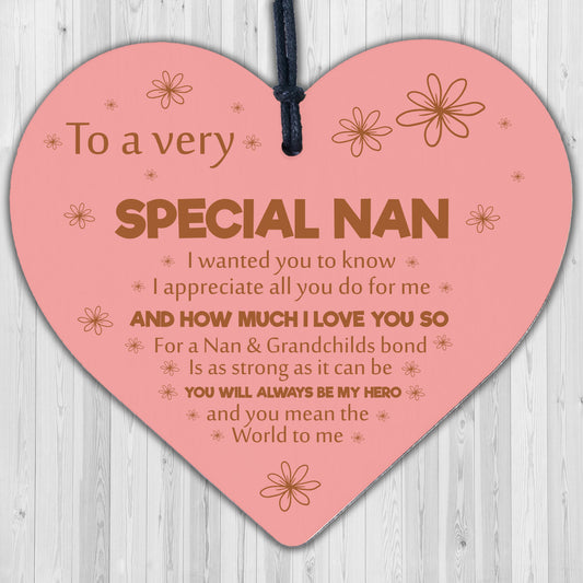 Nan Gifts From Grandchildren Wooden Heart Nan Birthday Gifts Nan Christmas Gifts