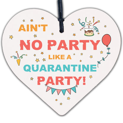 Novelty Quarantine Birthday Gifts Wooden Heart Quarantine Party Birthday Decor