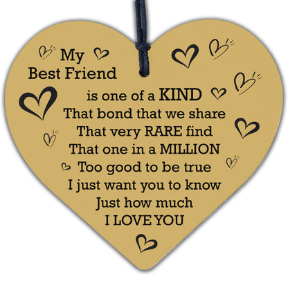 Friendship Gift Best Special Friend Wood Heart Sign Birthday Thank You Keepsake