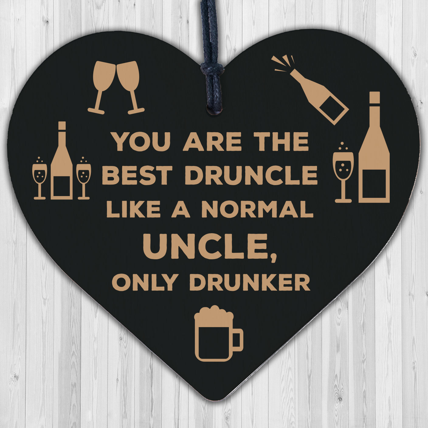 Funny Gift For Uncle Birthday Christmas Wood Heart Gift For Him Alcohol Gift