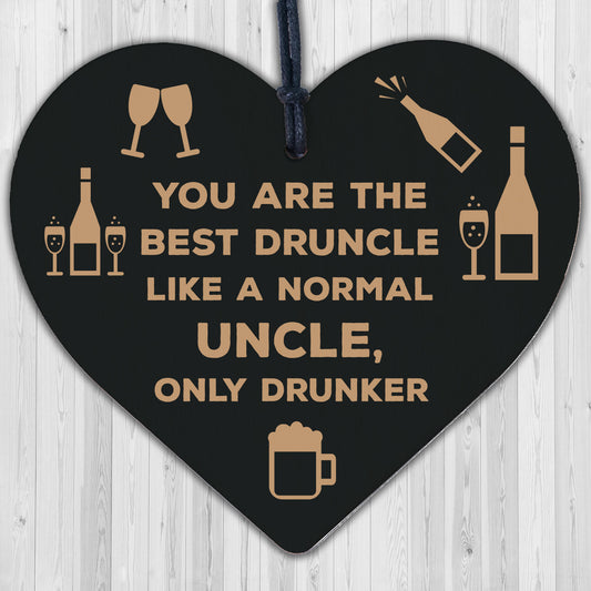 Funny Gift For Uncle Birthday Christmas Wood Heart Gift For Him Alcohol Gift