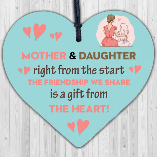 Mother Daughter Keepsake Wooden Heart Gift For Mum Daughter Birthday Christmas