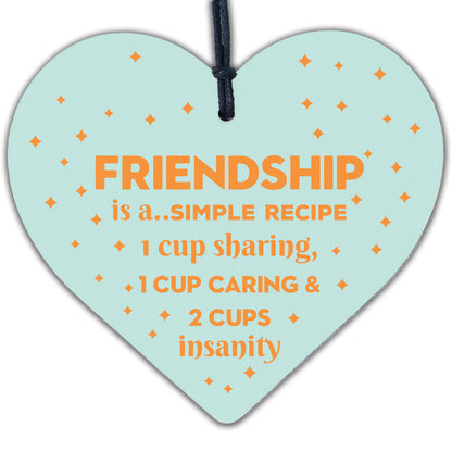 Friendship Sign Simple Recipe Wood Heart FRIEND Special Birthday Gift Thank You