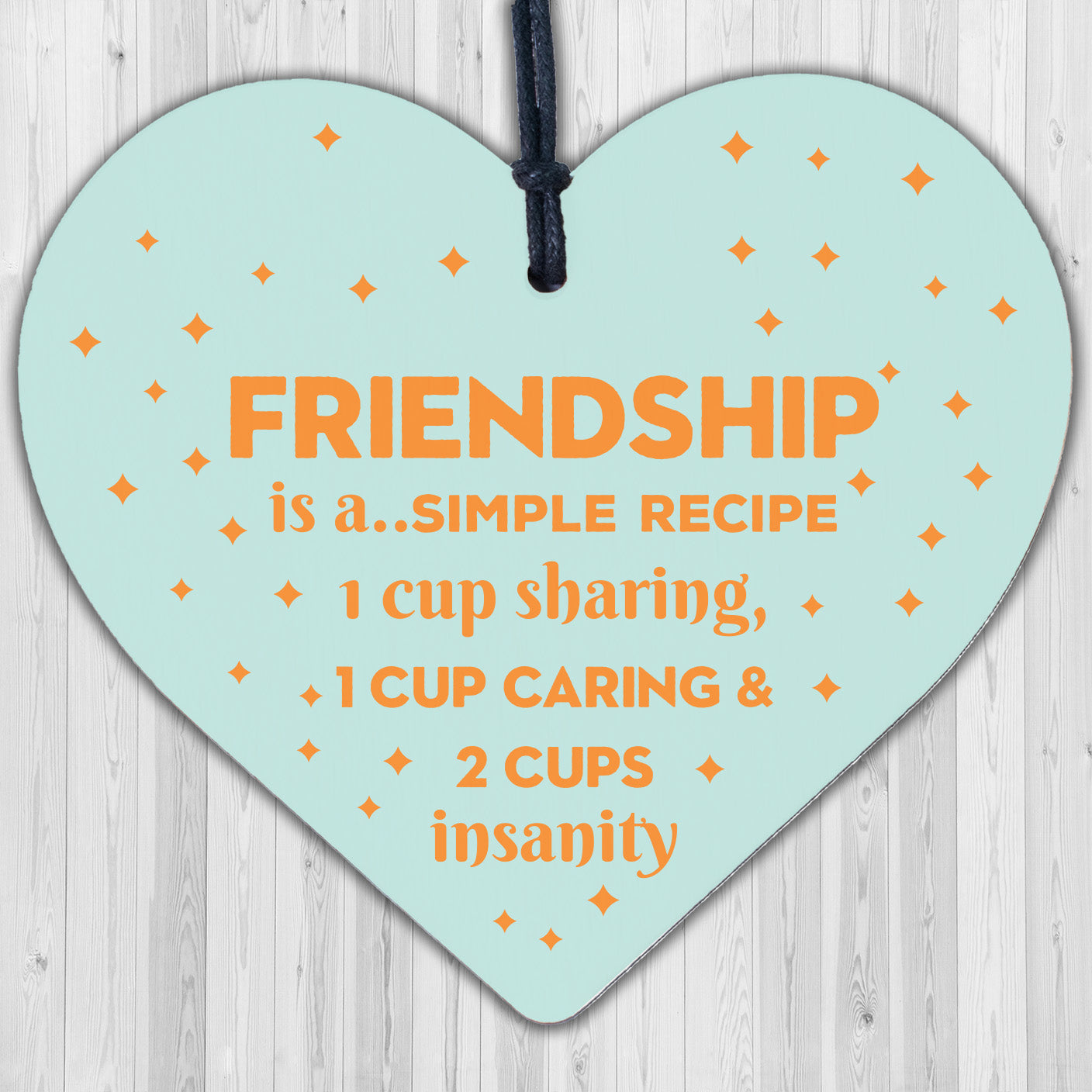 Friendship Sign Simple Recipe Wood Heart FRIEND Special Birthday Gift Thank You