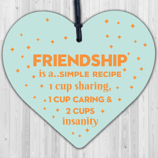 Friendship Sign Simple Recipe Wood Heart FRIEND Special Birthday Gift Thank You