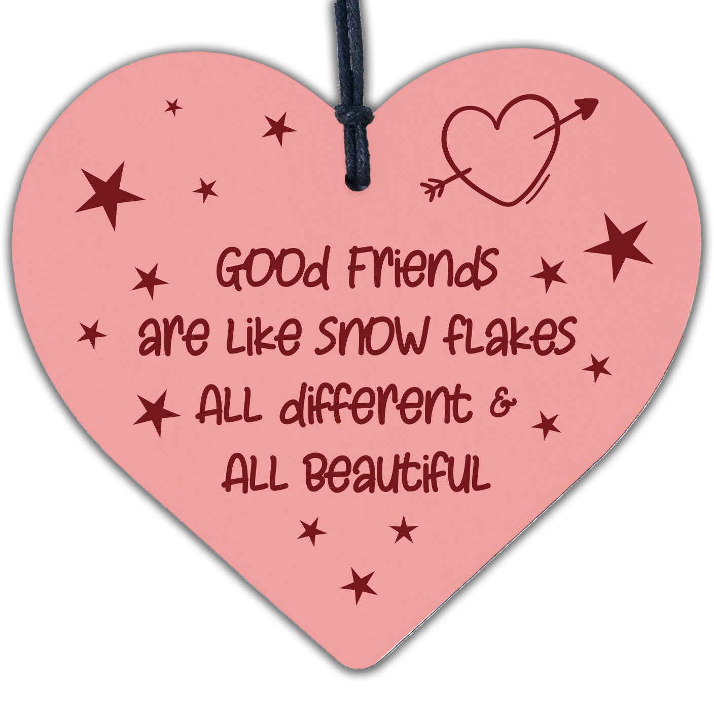 Friendship Gift Friends Are Like Snowflakes Wood Heart Thank You Birthday Sign