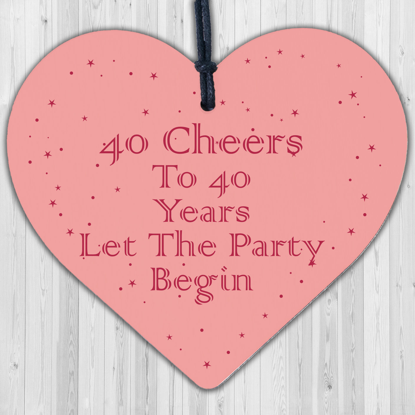 40th Birthday Gifts 40 Cheers To 40 Years Novelty Gift For Him Her Wooden Heart