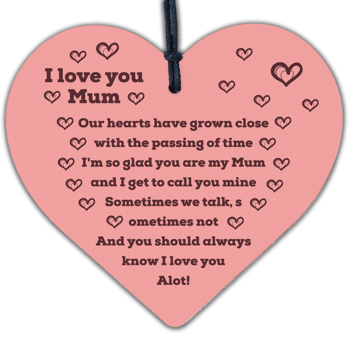 Gifts For Mum Mummy Wood Heart Plaque Birthday Christmas Gift From Son Daughter