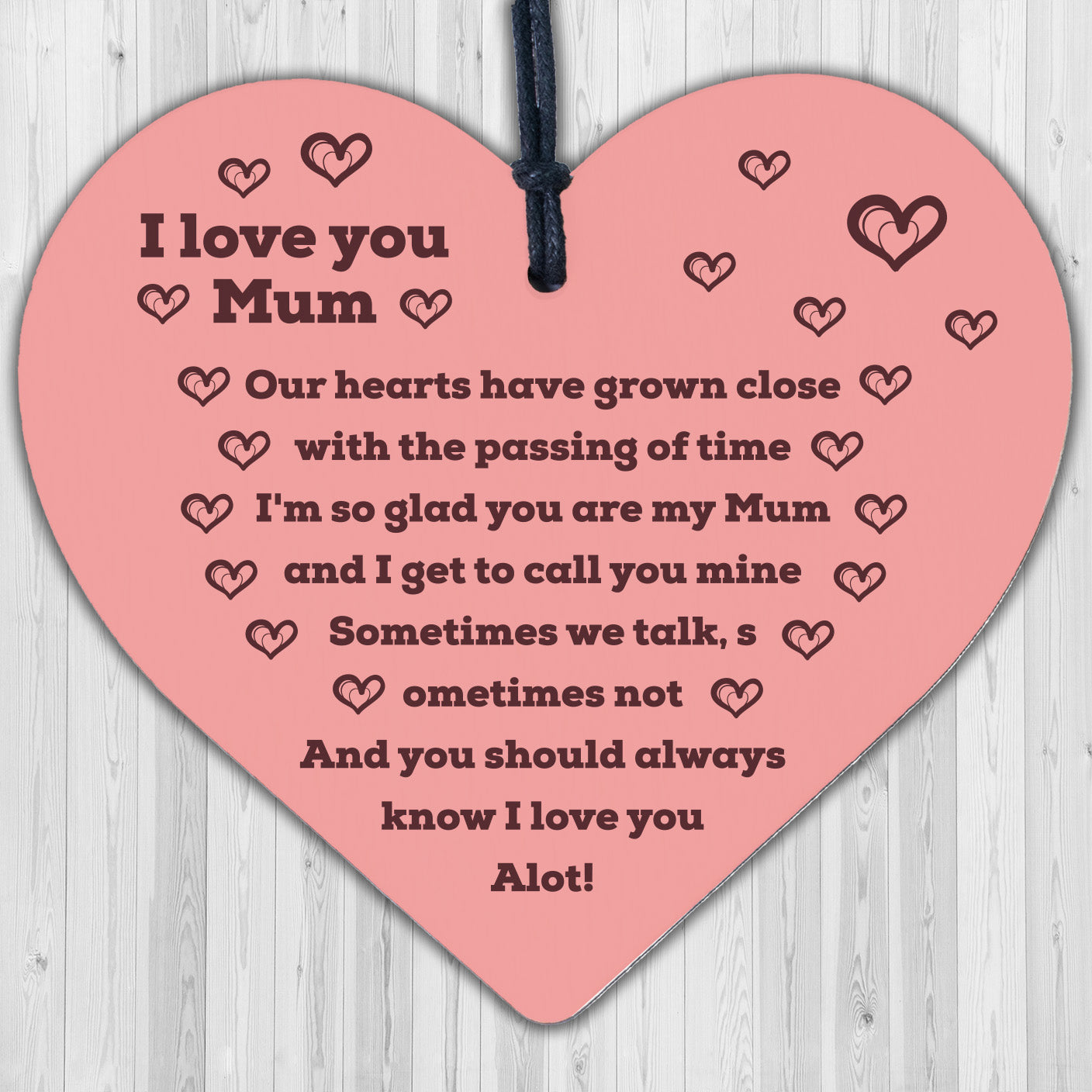 Gifts For Mum Mummy Wood Heart Plaque Birthday Christmas Gift From Son Daughter