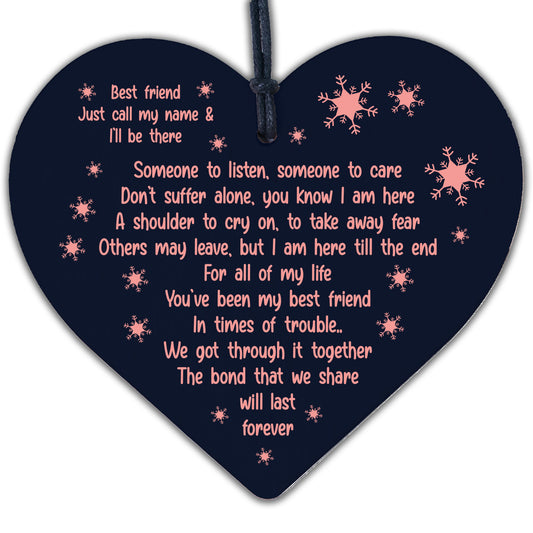 Inspirational Friendship Gift Wooden Hanging Heart Plaque Thank You Birthday