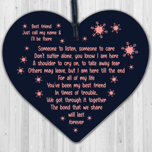 Inspirational Friendship Gift Wooden Hanging Heart Plaque Thank You Birthday