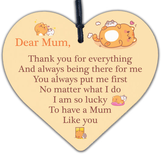 Mum Gift Mother's Day Gift Mother's Day Card Wooden Heart Birthday Gift For Her