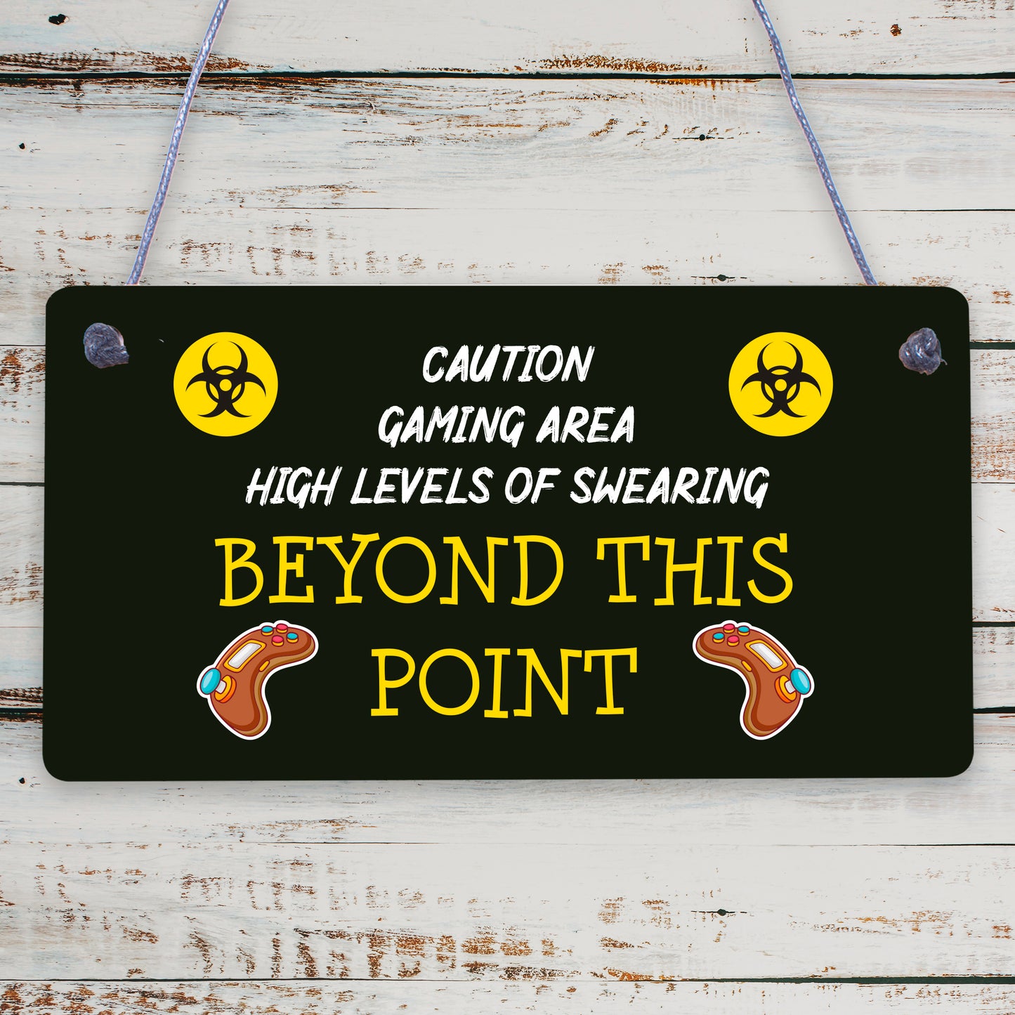 Caution Gaming Area Gamer Gift For Son Brother Man Cave Bedroom Door Sign Decor