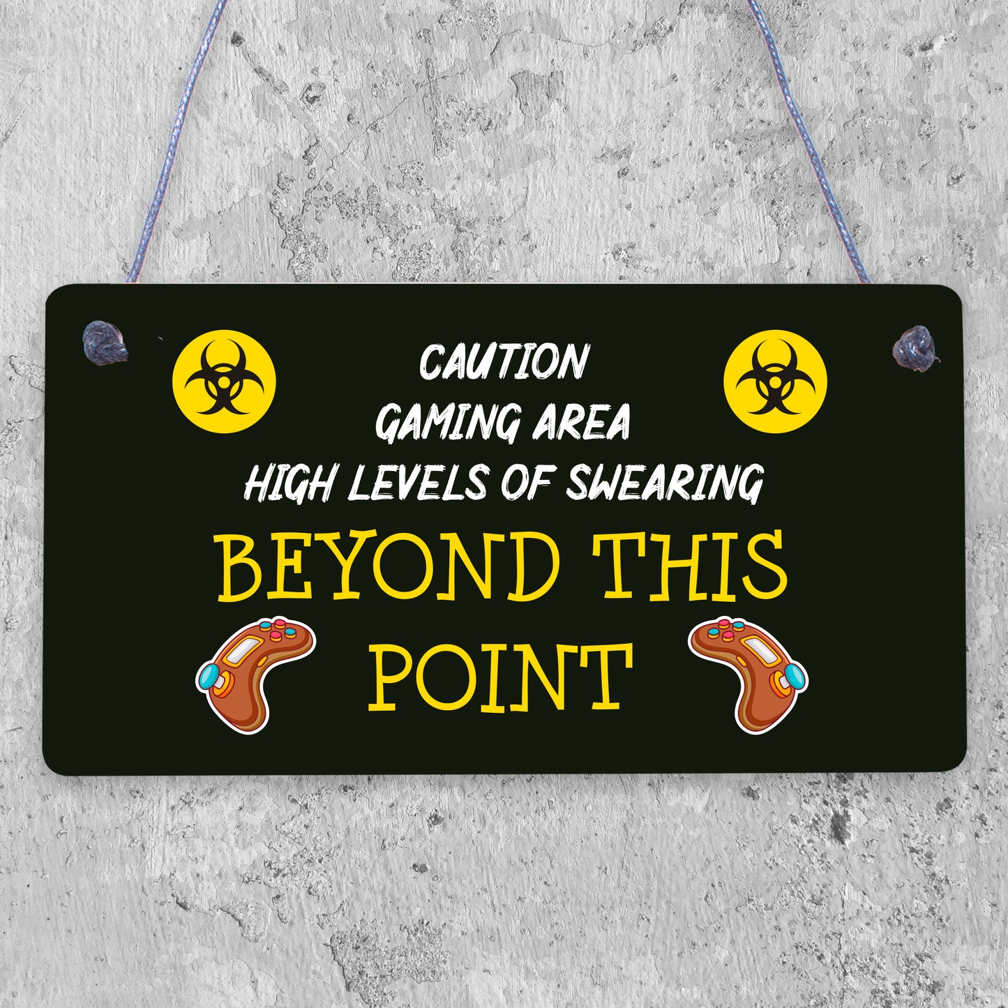 Caution Gaming Area Gamer Gift For Son Brother Man Cave Bedroom Door Sign Decor