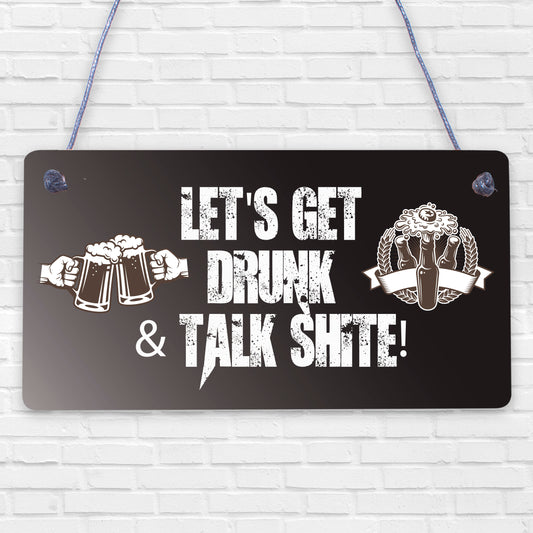 Novelty Bar Plaque LETS GET DRUNK Funny Pub Home Bar Sign Man Cave Gifts